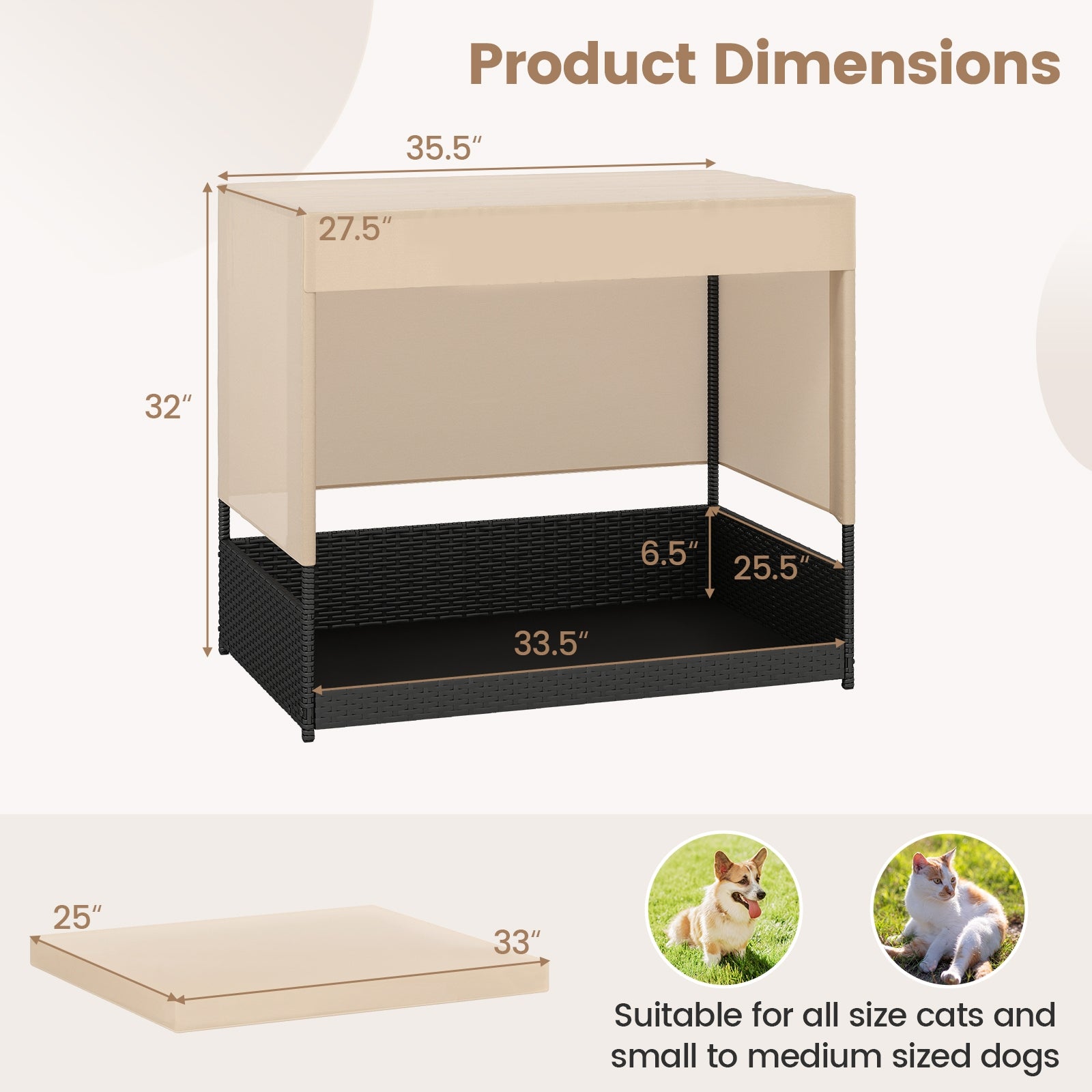 Elevated Wicker Dog House, Small To Medium Breeds, Black Dog Supplies at Gallery Canada