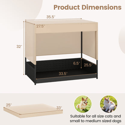 Elevated Wicker Dog House, Small To Medium Breeds, Black Dog Supplies at Gallery Canada