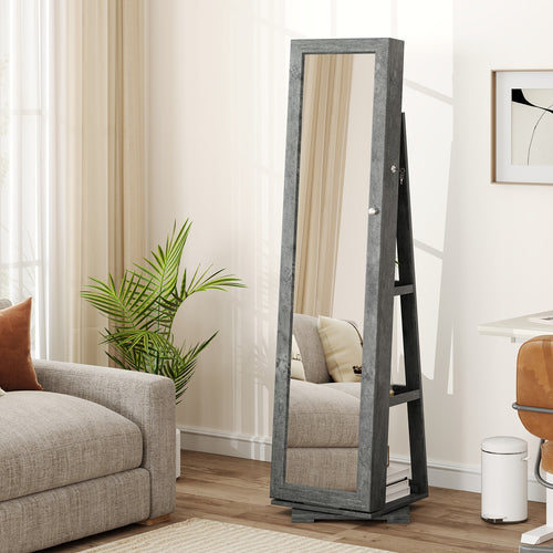 360° Rotatable 2-in-1 Lockable Jewelry Cabinet, Full-Length Mirror, Green