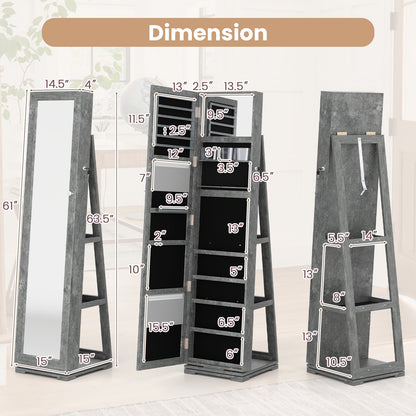 360° Rotatable 2-in-1 Lockable Jewelry Cabinet, Full-Length Mirror, Green Jewelry Armoires at Gallery Canada