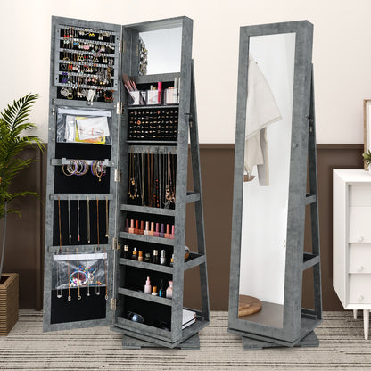 360° Rotatable 2-in-1 Lockable Jewelry Cabinet, Full-Length Mirror, Green Jewelry Armoires at Gallery Canada