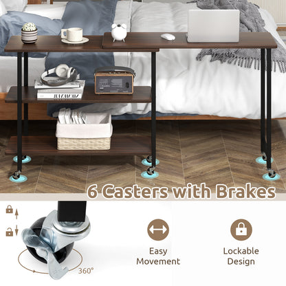 360° Rotating Sofa Side Table, 2-Tier Storage Shelves, Walnut L-Shaped Desks at Gallery Canada