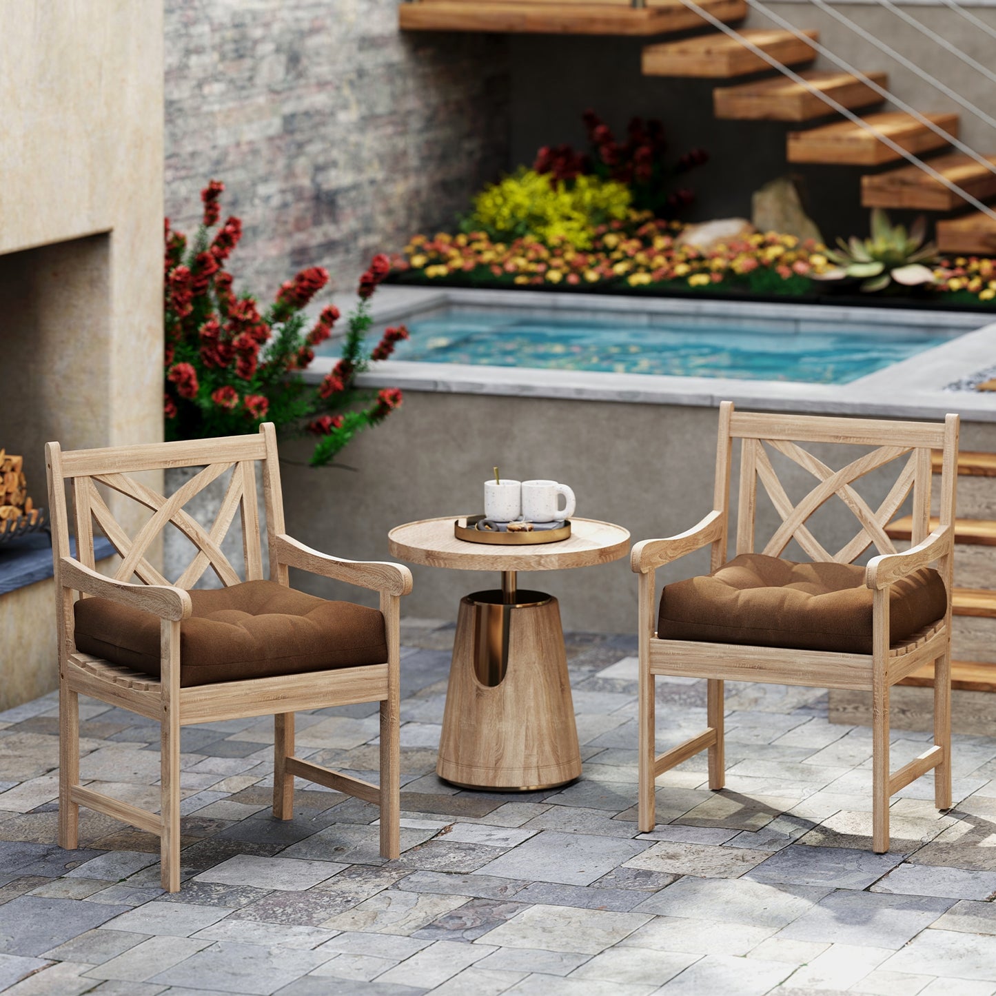 21 Inch x 21 Inch Patio Chair Seat Cushion, Indoor Outdoor, Coffee Outdoor Furniture Accessories at Gallery Canada