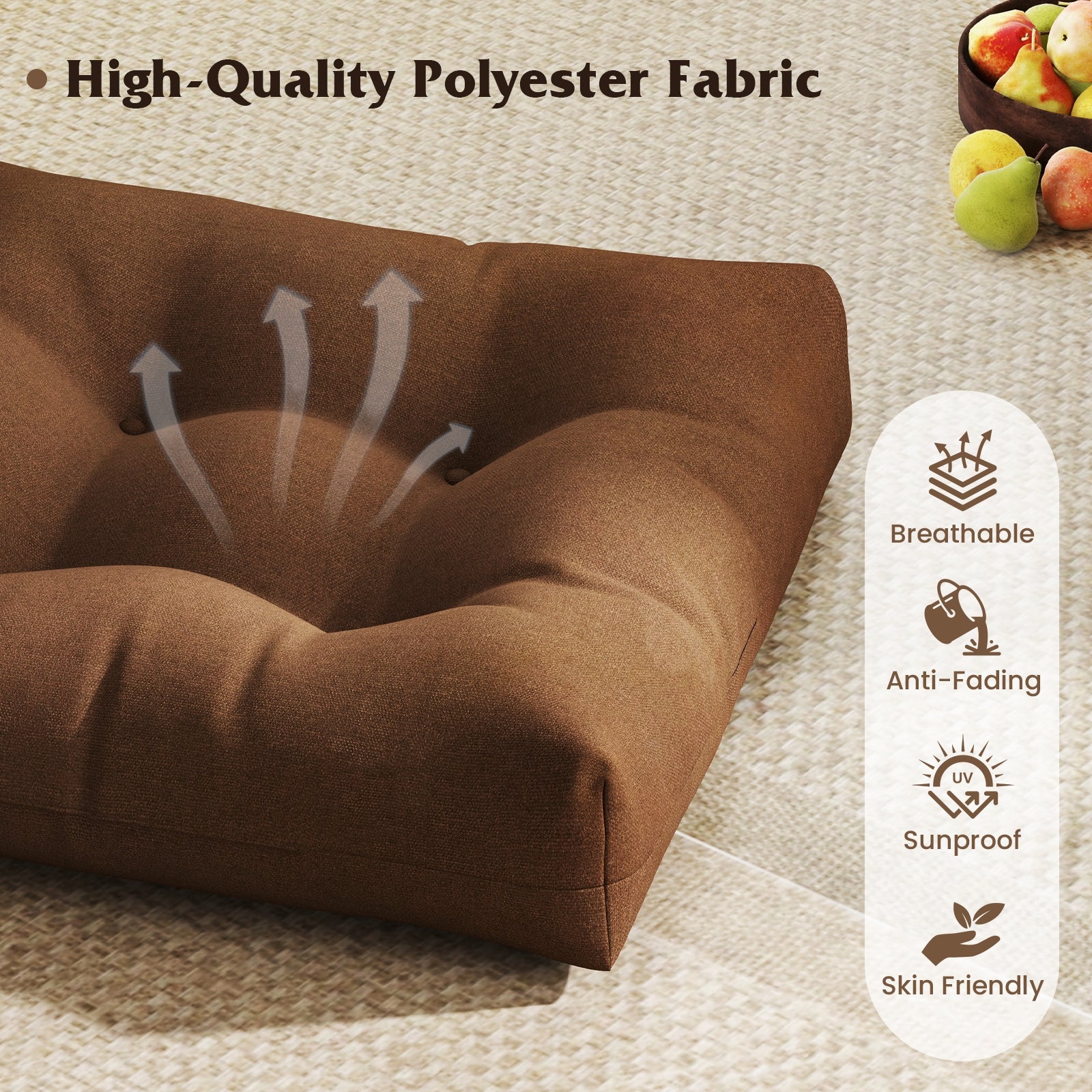 21 Inch x 21 Inch Patio Chair Seat Cushion, Indoor Outdoor, Coffee Outdoor Furniture Accessories at Gallery Canada