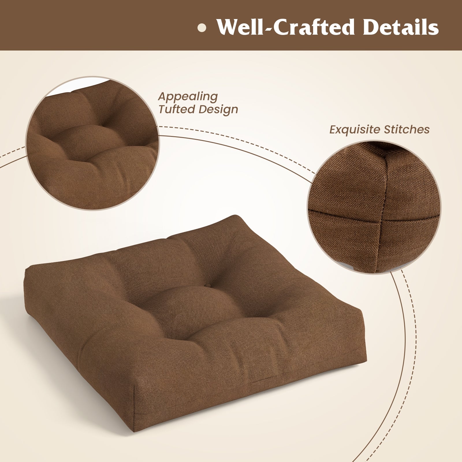 21 Inch x 21 Inch Patio Chair Seat Cushion, Indoor Outdoor, Coffee Outdoor Furniture Accessories at Gallery Canada