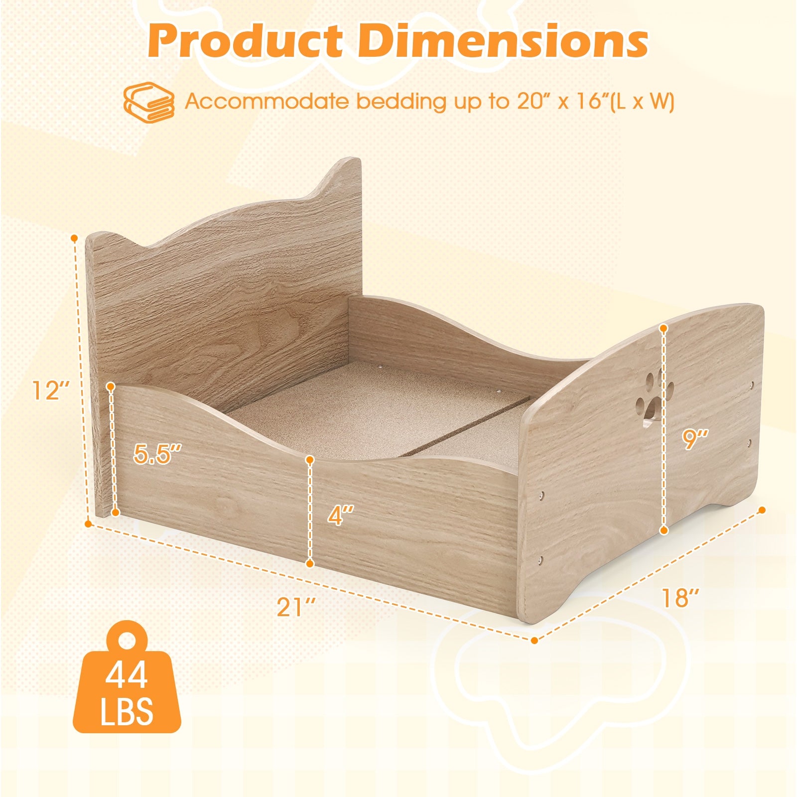Elevated Pet Bed Frame With Rails, Headboards, Walnut Cat Houses at Gallery Canada