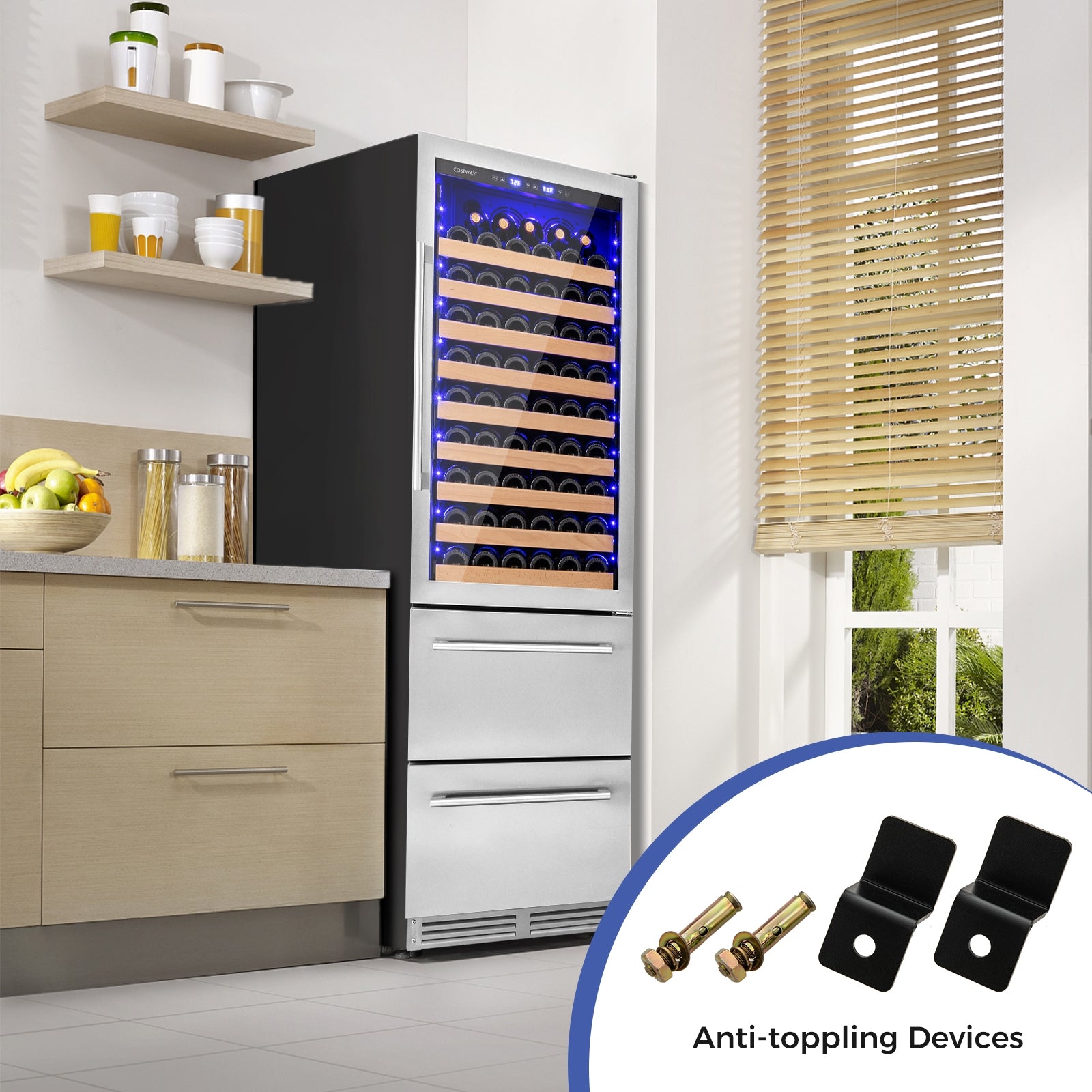 24 Inch Wine Refrigerator, Independent Temperature Control, Silver Wine & Beverage Coolers at Gallery Canada