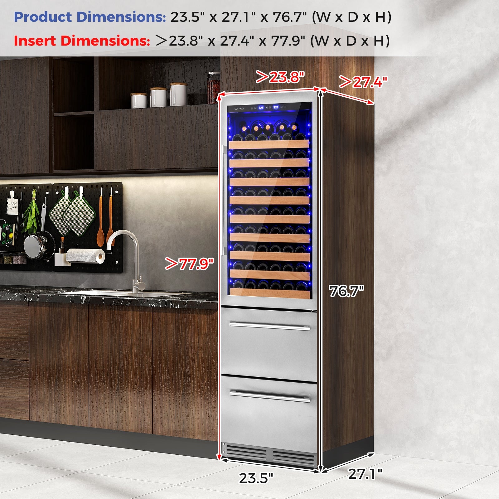 24 Inch Wine Refrigerator, Independent Temperature Control, Silver Wine & Beverage Coolers at Gallery Canada