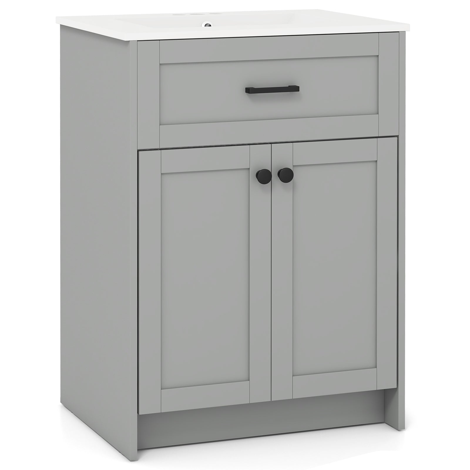 Bathroom Vanity Unit With Basin, 2 Doors, Gray Floor Cabinets Gray at Gallery Canada
