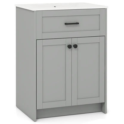 Bathroom Vanity Unit With Basin, 2 Doors, Gray Floor Cabinets Gray at Gallery Canada