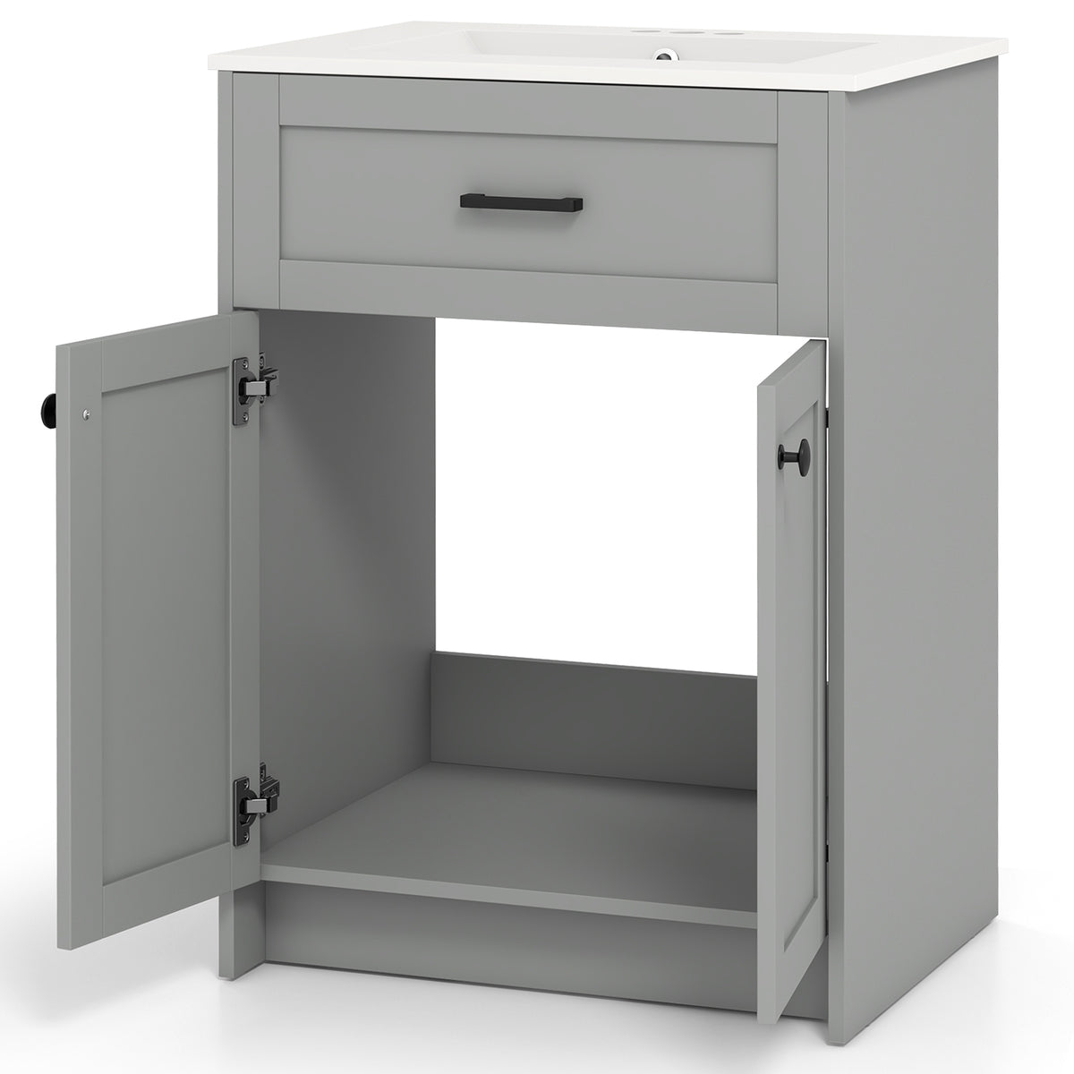 Bathroom Vanity Unit With Basin, 2 Doors, Gray Floor Cabinets at Gallery Canada