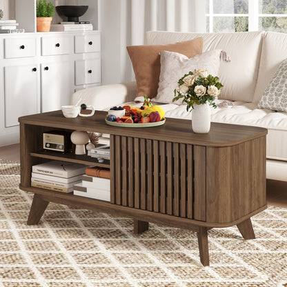 Rectangular Coffee Table With Storage, Adjustable Shelves, Walnut Coffee Tables at Gallery Canada