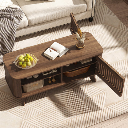 Rectangular Coffee Table With Storage, Adjustable Shelves, Walnut Coffee Tables at Gallery Canada