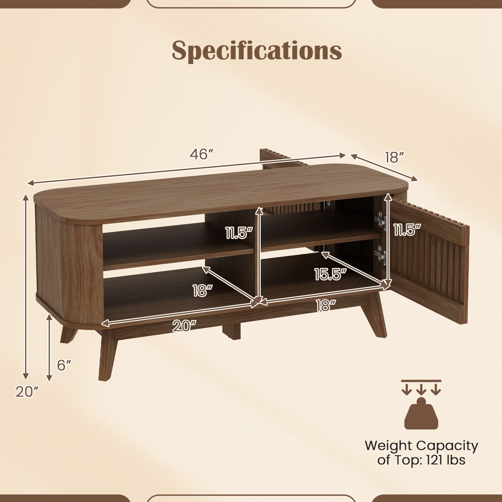 Rectangular Coffee Table With Storage, Adjustable Shelves, Walnut Coffee Tables at Gallery Canada