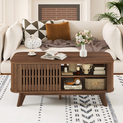 Rectangular Coffee Table With Storage, Adjustable Shelves, Walnut Coffee Tables at Gallery Canada