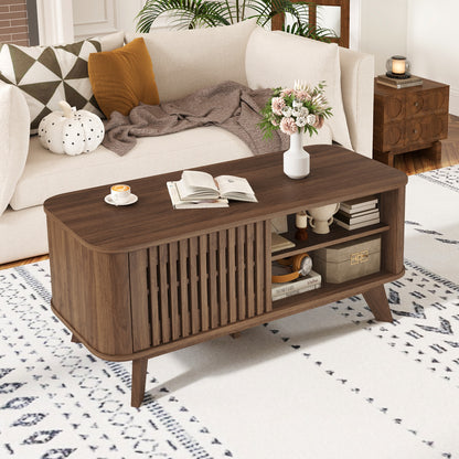 Rectangular Coffee Table With Storage, Adjustable Shelves, Walnut Coffee Tables at Gallery Canada