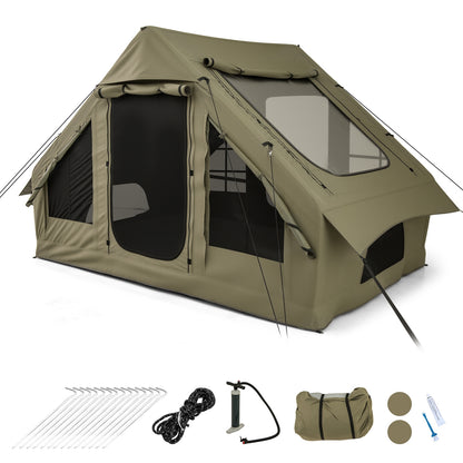 4-6 Person Inflatable Camping Tent, 4 Mesh Windows, 2 Doors, Green Tents at Gallery Canada