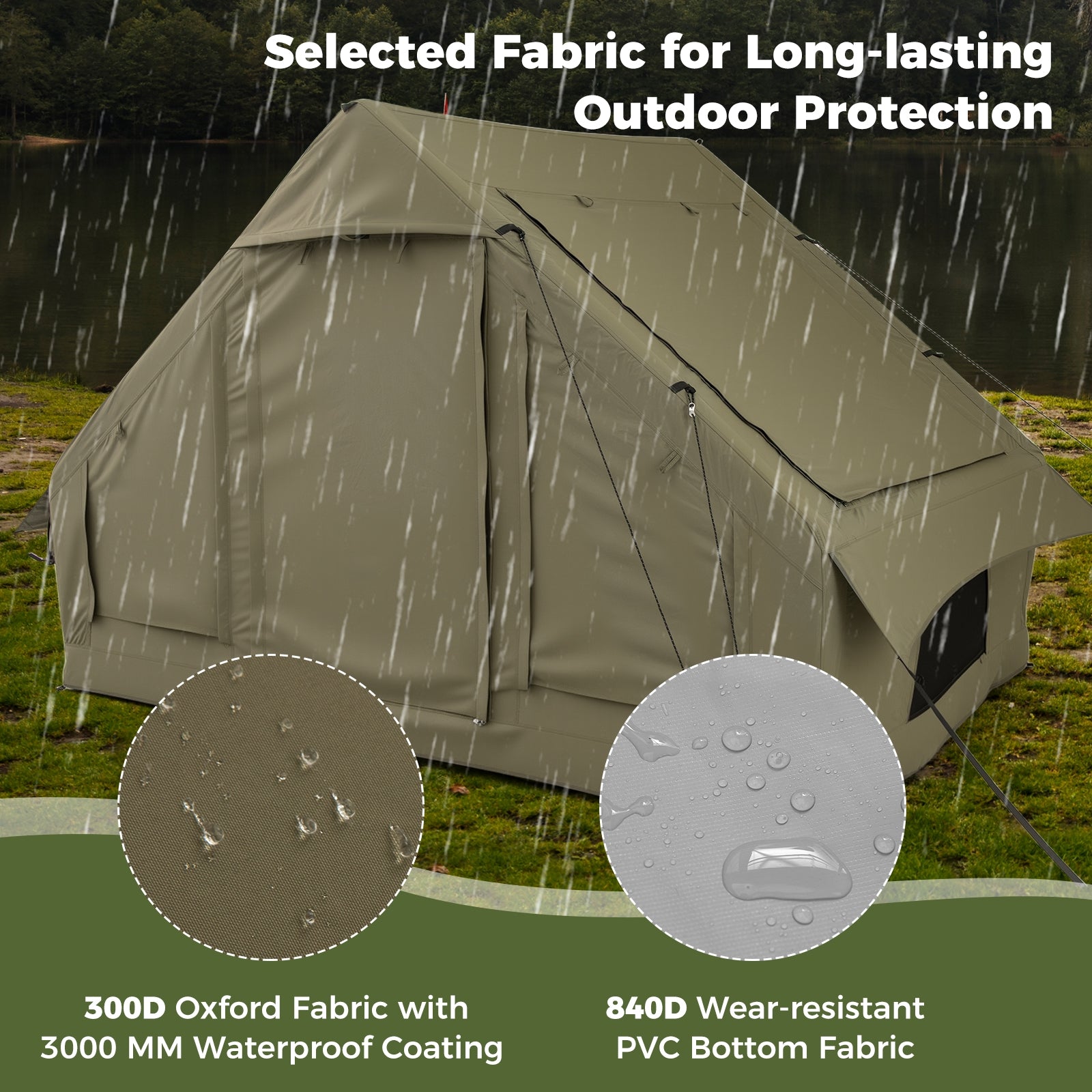 4-6 Person Inflatable Camping Tent, 4 Mesh Windows, 2 Doors, Green Tents at Gallery Canada