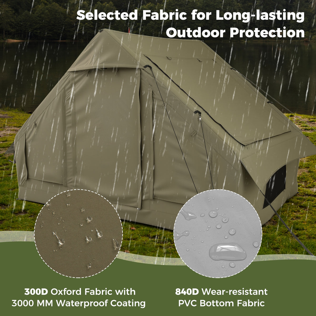 4-6 Person Inflatable Camping Tent, 4 Mesh Windows, 2 Doors, Green Tents at Gallery Canada