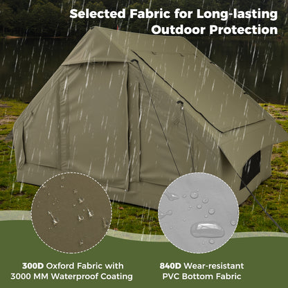 4-6 Person Inflatable Camping Tent, 4 Mesh Windows, 2 Doors, Green Tents at Gallery Canada