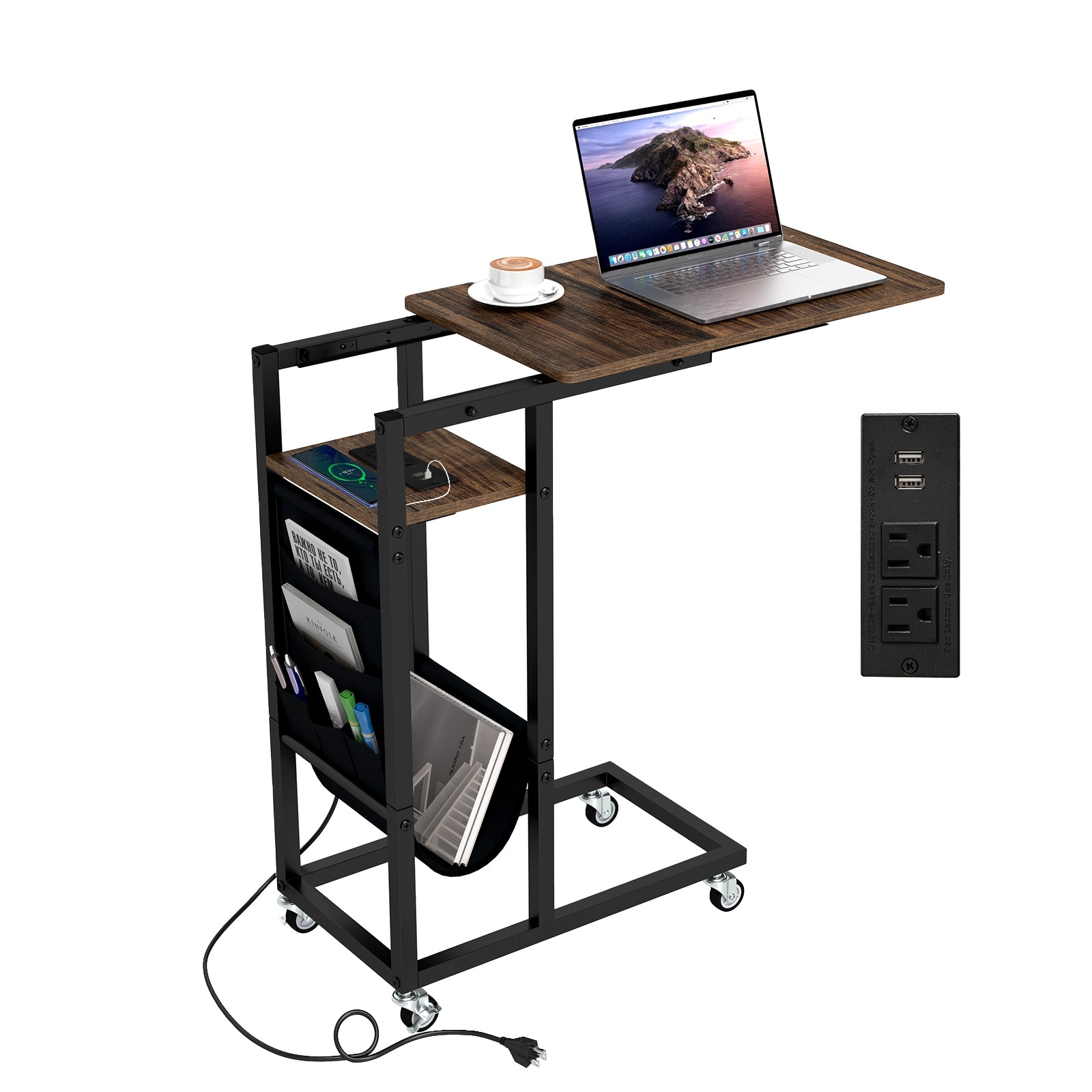 C-Shaped End Table With Charging Station, Retractable Tabletop End & Side Tables at Gallery Canada