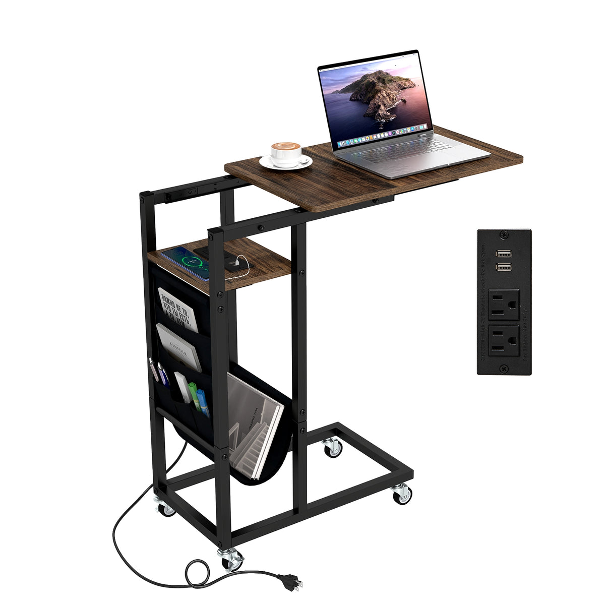 C-Shaped End Table With Charging Station, Retractable Tabletop End & Side Tables at Gallery Canada