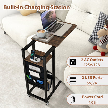 C-Shaped End Table With Charging Station, Retractable Tabletop End & Side Tables at Gallery Canada