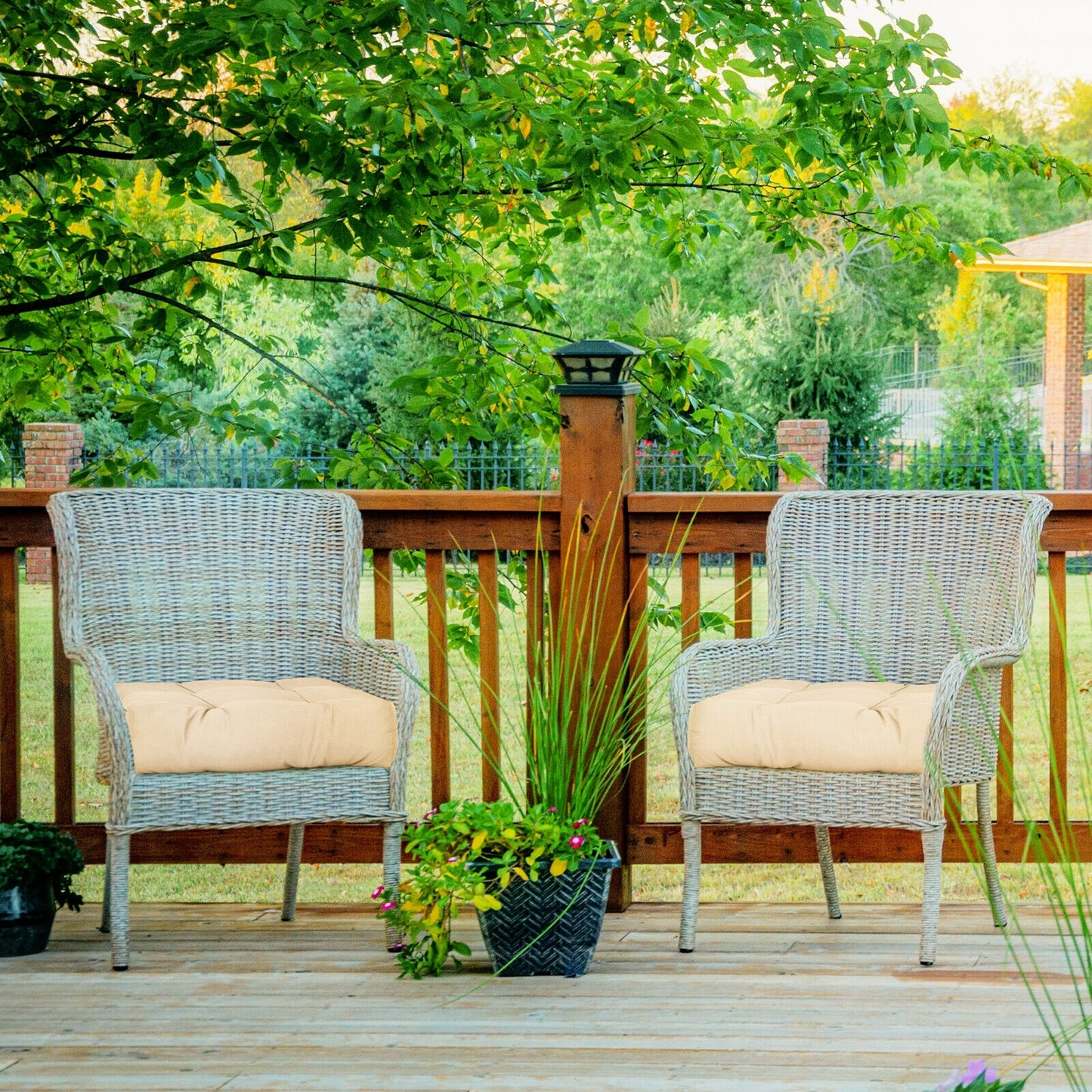 21 Inch x 21 Inch Patio Chair Cushion, Beige Outdoor Furniture Accessories at Gallery Canada