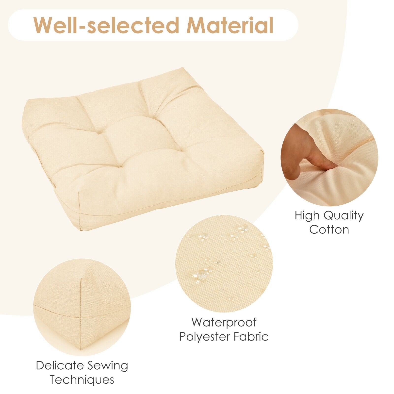 21 Inch x 21 Inch Patio Chair Cushion, Beige Outdoor Furniture Accessories at Gallery Canada