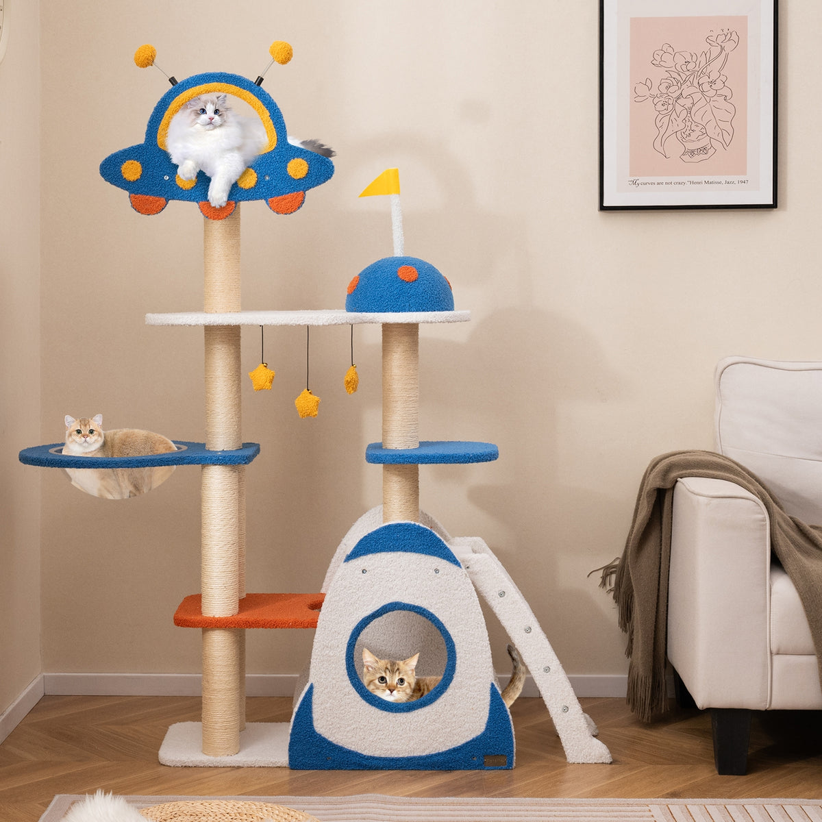 Space Theme Cat Tree, Multi-Level Tower, Sisal Scratching Posts, Multicolor Cat Trees Condos & Scratchers at Gallery Canada