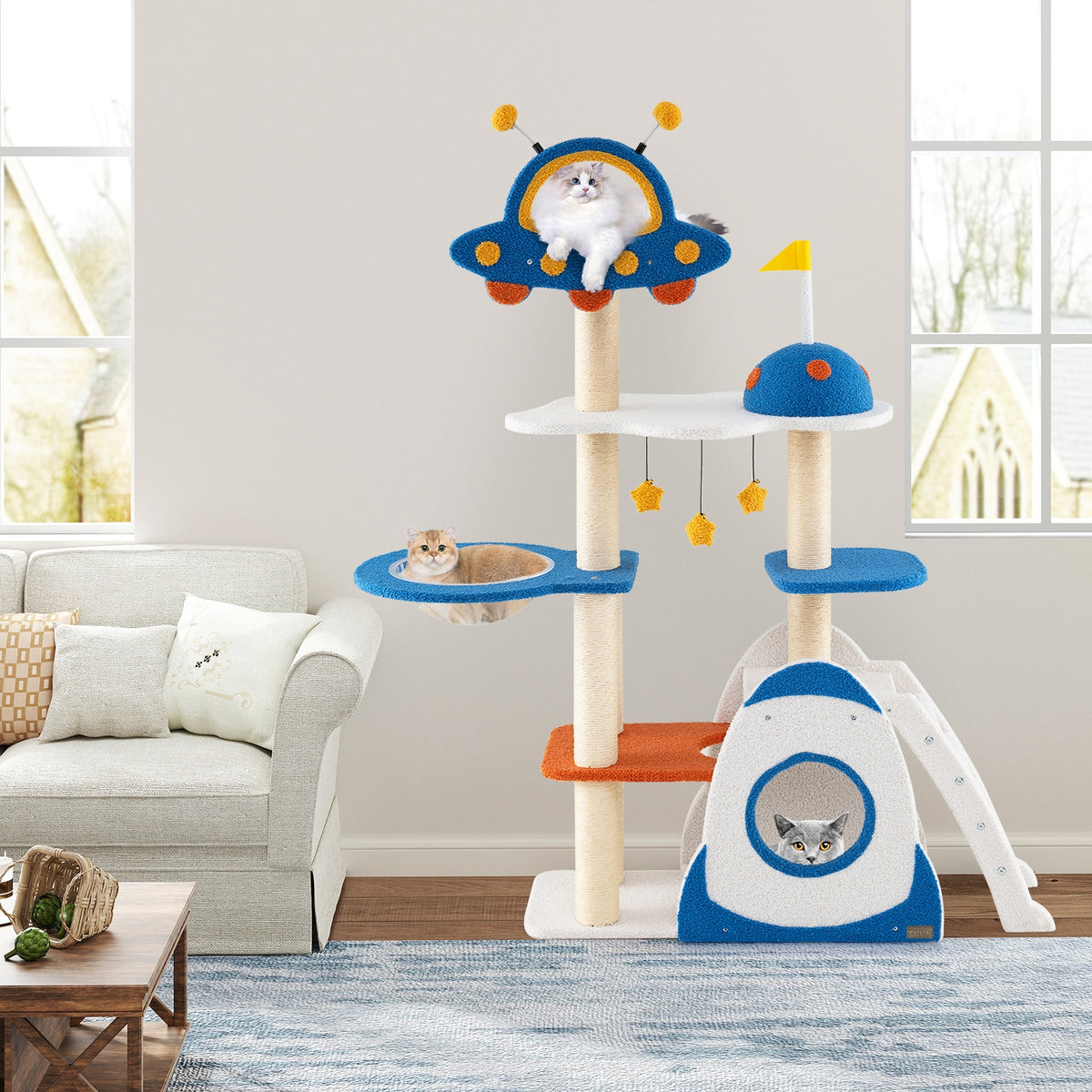Space Theme Cat Tree, Multi-Level Tower, Sisal Scratching Posts, Multicolor Cat Trees Condos & Scratchers at Gallery Canada