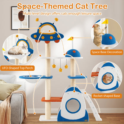 Space Theme Cat Tree, Multi-Level Tower, Sisal Scratching Posts, Multicolor Cat Trees Condos & Scratchers at Gallery Canada