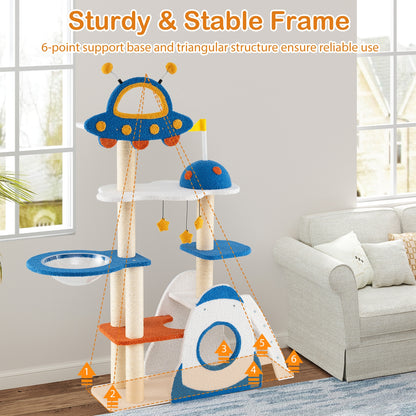 Space Theme Cat Tree, Multi-Level Tower, Sisal Scratching Posts, Multicolor Cat Trees Condos & Scratchers at Gallery Canada