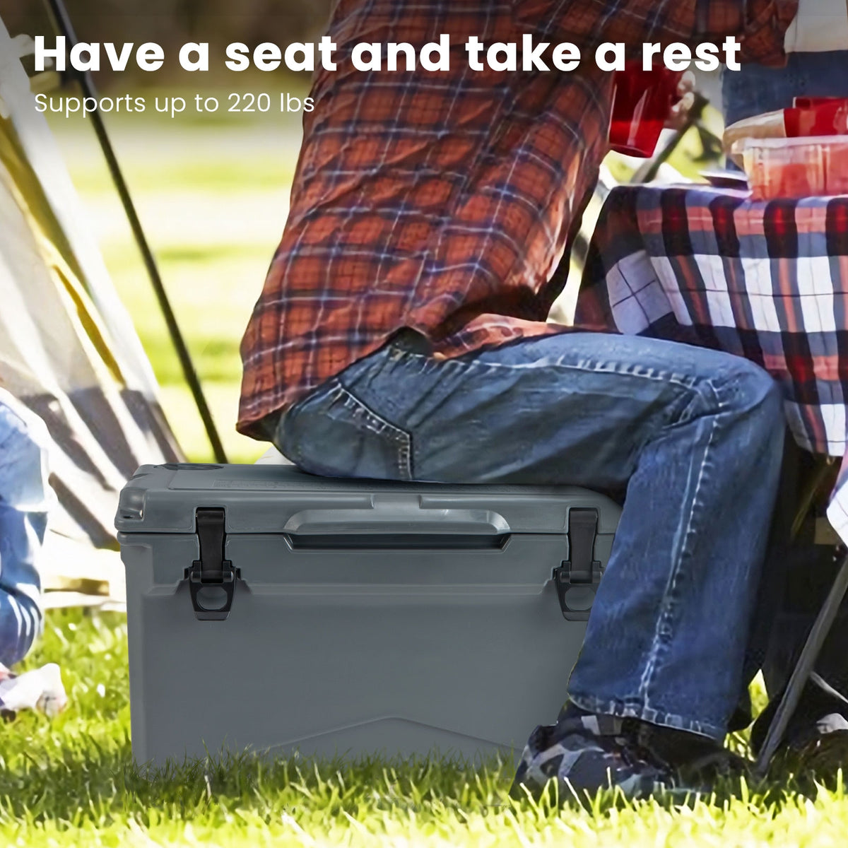 Rotomolded Cooler With Cup Holders, Bottle Opener, Gray Coolers at Gallery Canada