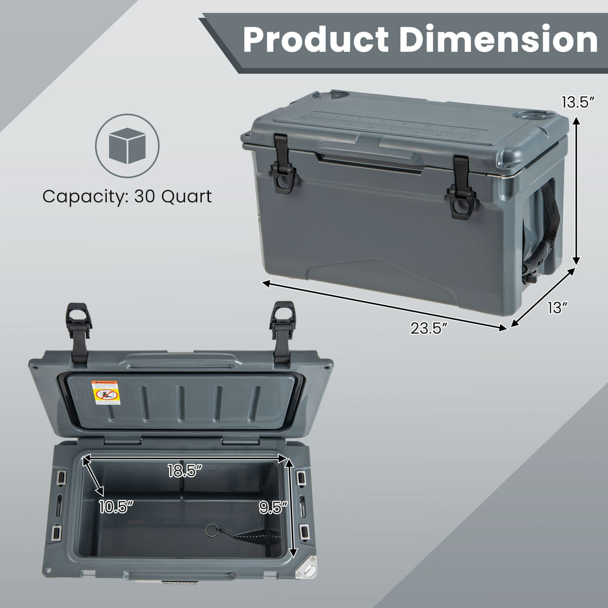 Rotomolded Cooler With Cup Holders, Bottle Opener, Gray Coolers at Gallery Canada