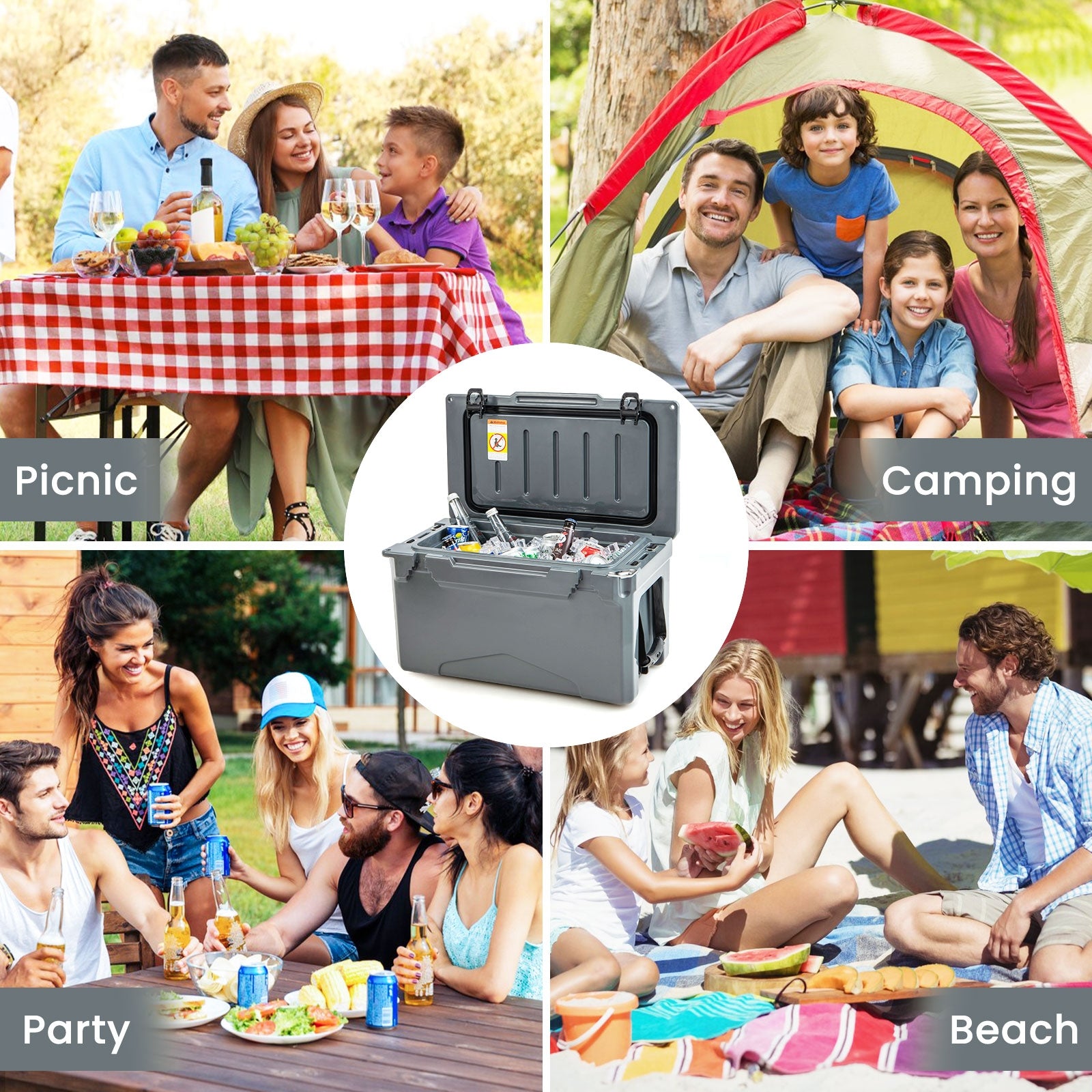 Rotomolded Cooler With Cup Holders, Bottle Opener, Gray Coolers at Gallery Canada