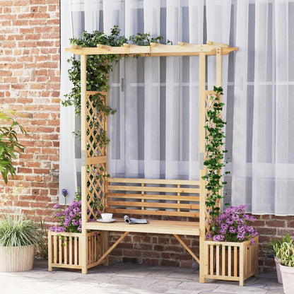 Patio Garden Bench Arbor Arch, Outdoor Wood Decorative Seating, Natural Outdoor Decor at Gallery Canada