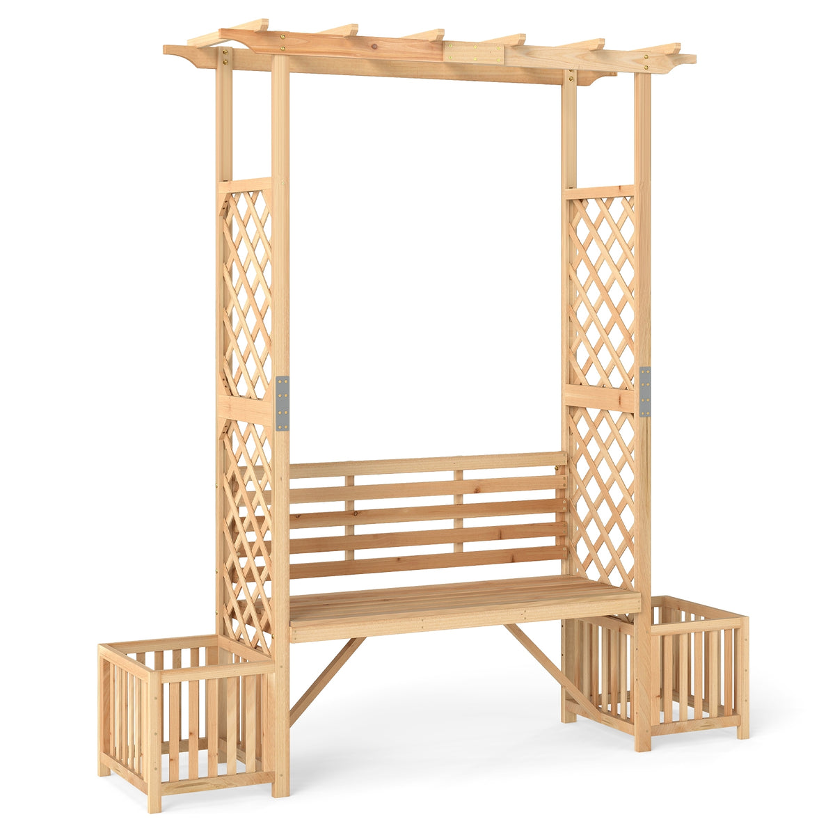 Patio Garden Bench Arbor Arch, Outdoor Wood Decorative Seating, Natural Outdoor Decor at Gallery Canada