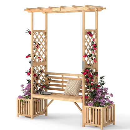 Patio Garden Bench Arbor Arch, Outdoor Wood Decorative Seating, Natural Outdoor Decor at Gallery Canada
