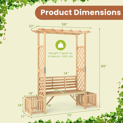 Patio Garden Bench Arbor Arch, Outdoor Wood Decorative Seating, Natural Outdoor Decor at Gallery Canada
