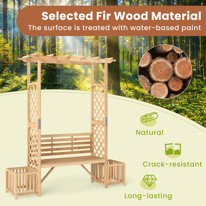 Patio Garden Bench Arbor Arch, Outdoor Wood Decorative Seating, Natural Outdoor Decor at Gallery Canada