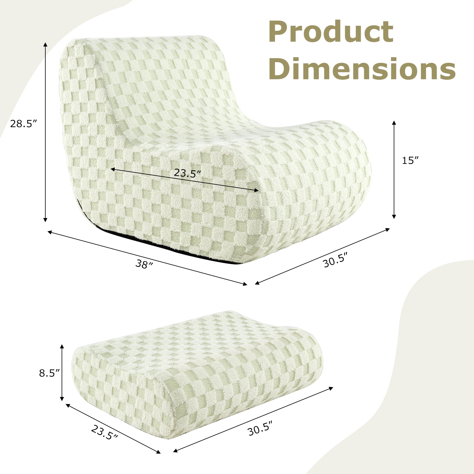 Bean Bag Chair With Ottoman, High Elasticity Sponge, Green Sofas & Loveseats at Gallery Canada