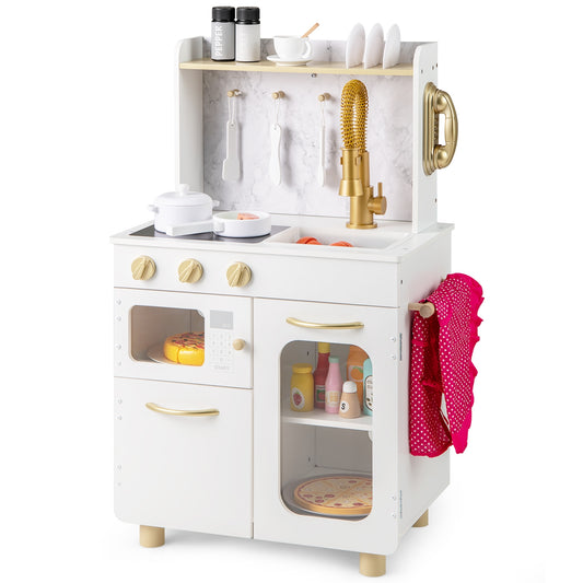 Kids Kitchen Set, Pretend Play With Stove, Sink, Microwave, Oven, White Play Kitchen Sets White at Gallery Canada