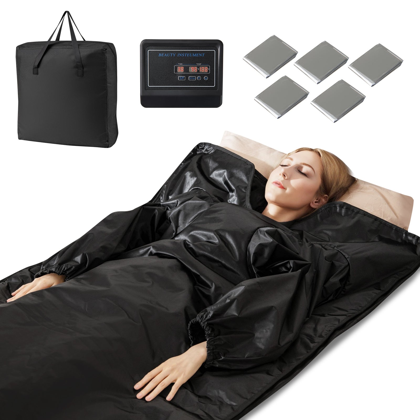 Infrared Sauna Blanket With Arm Sleeves, Carry Bag, Black Sauna at Gallery Canada