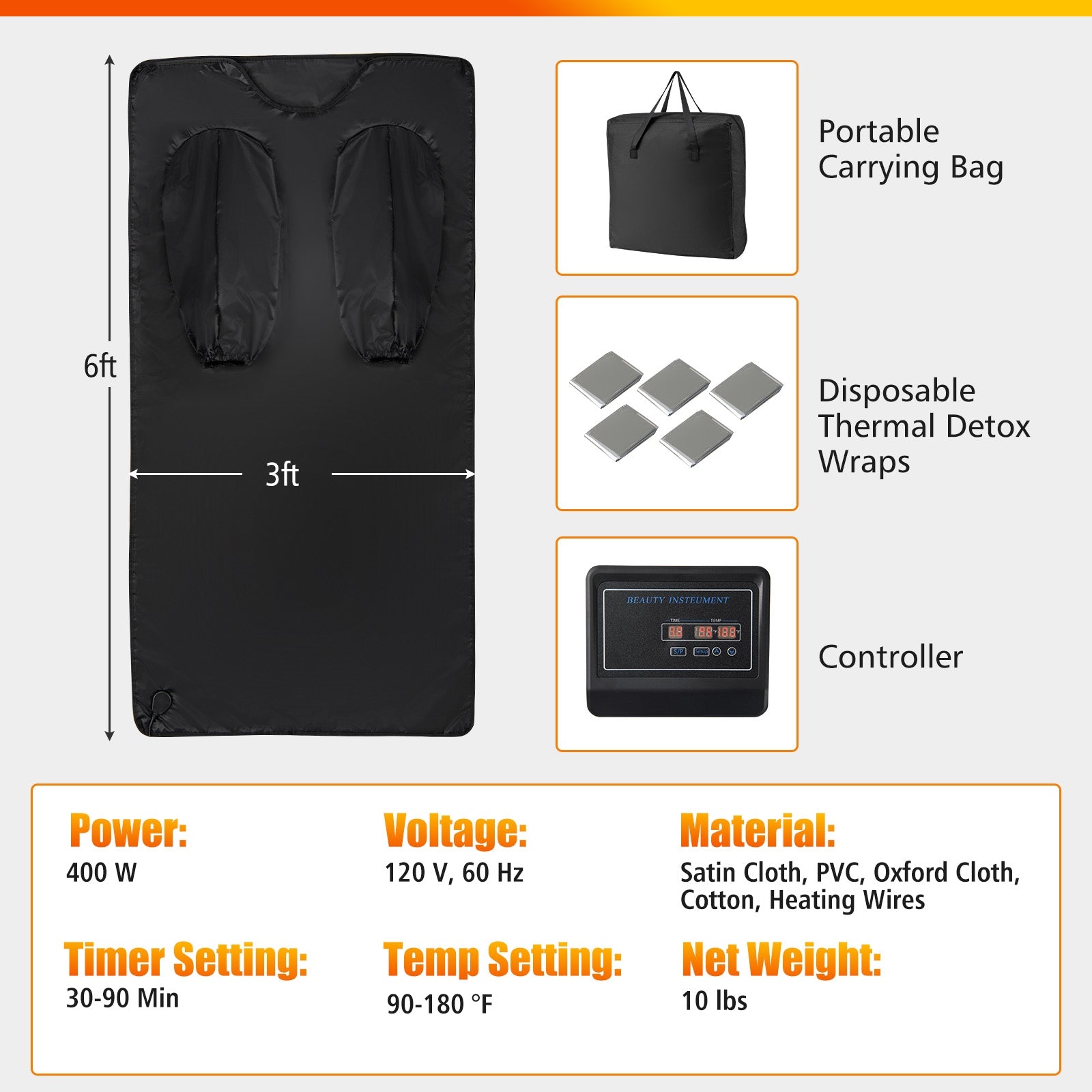 Infrared Sauna Blanket With Arm Sleeves, Carry Bag, Black Sauna at Gallery Canada