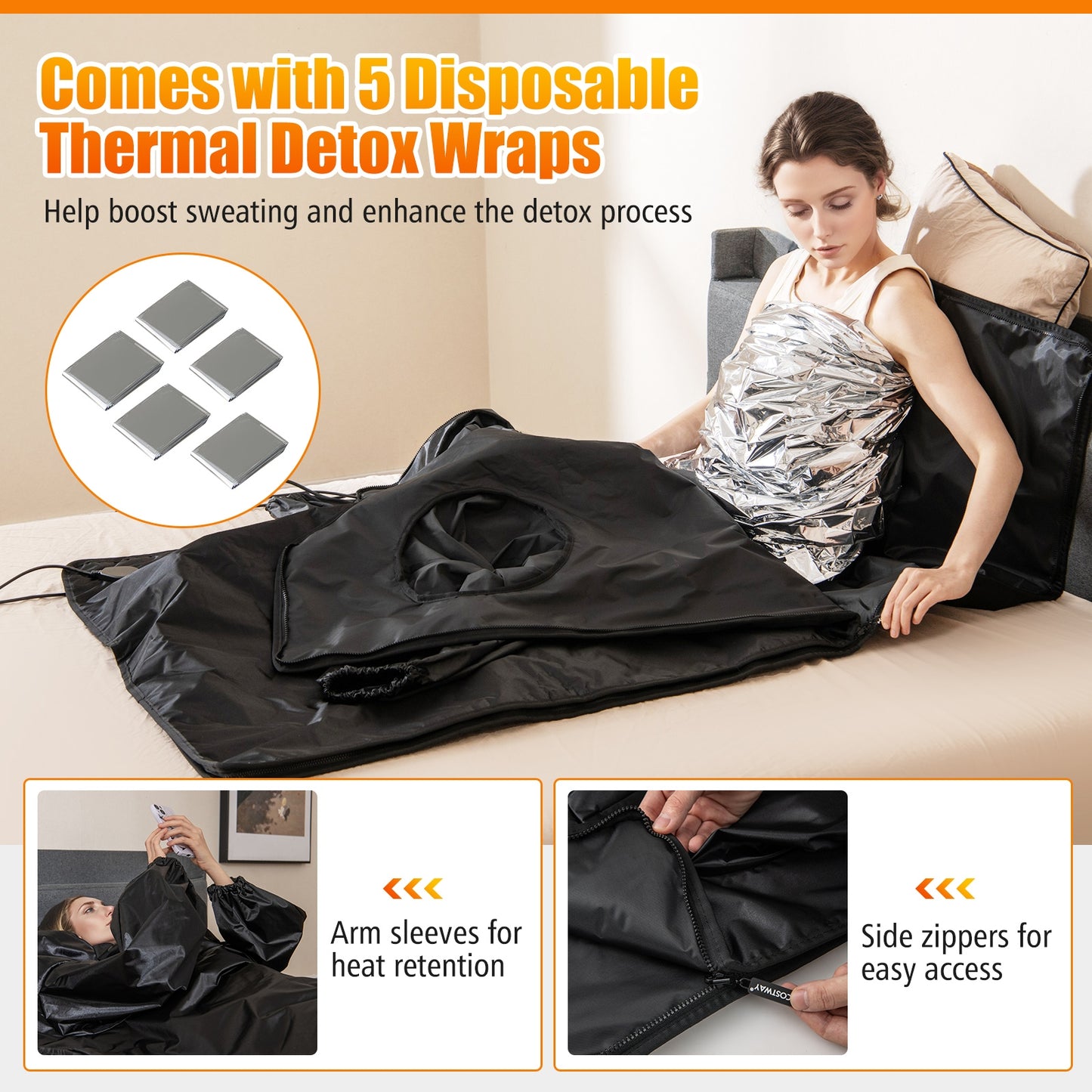 Infrared Sauna Blanket With Arm Sleeves, Carry Bag, Black Sauna at Gallery Canada