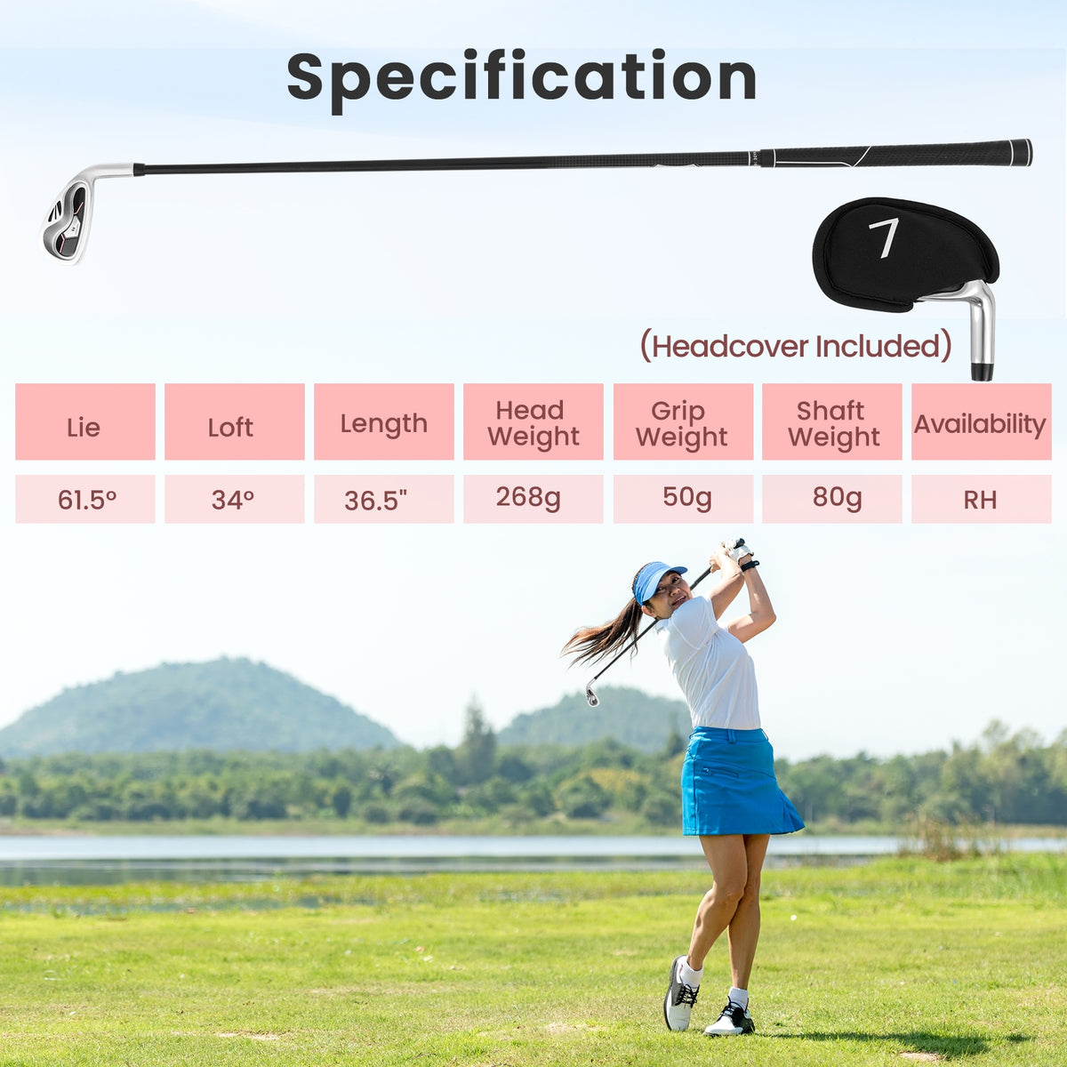 Women's Iron Golf Club, Graphite Shaft, Headcover, Silver Golf at Gallery Canada