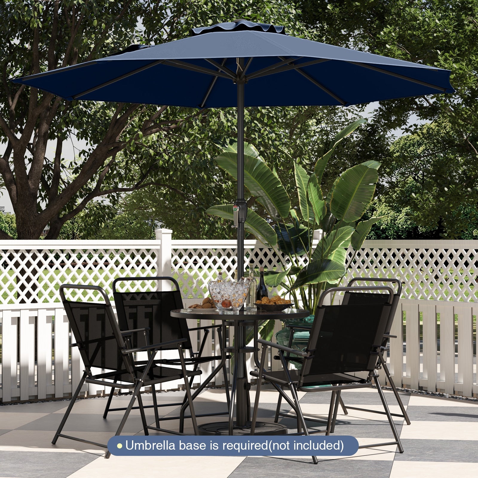 Heavy Duty Market Umbrella, Crank Handle, 8 Ribs, Navy Outdoor Umbrellas at Gallery Canada