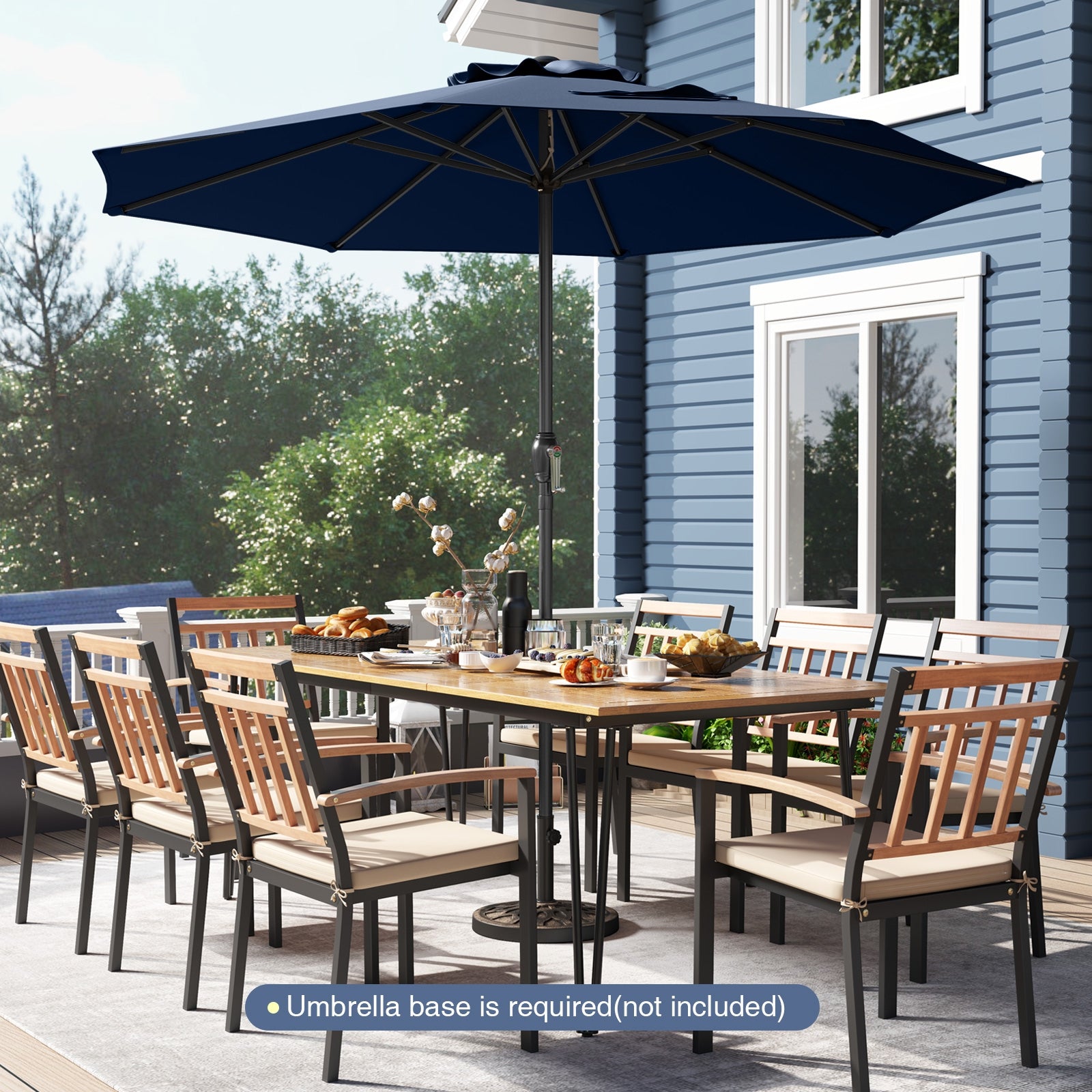 Heavy Duty Market Umbrella, Crank Handle, 8 Ribs, Navy Outdoor Umbrellas at Gallery Canada