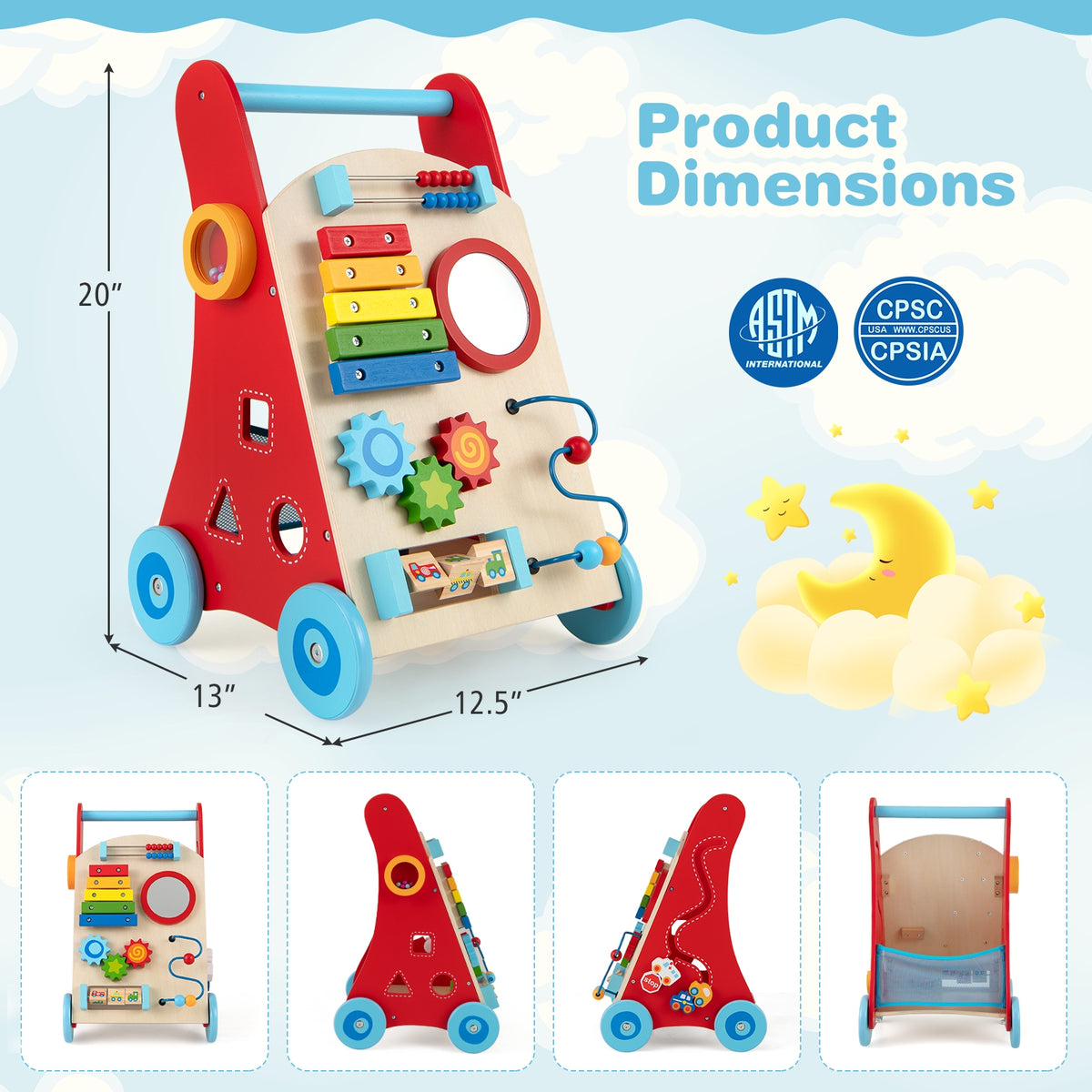 Baby Push Walker With Wheels, 3+ Years, Multicolor Baby Activity at Gallery Canada